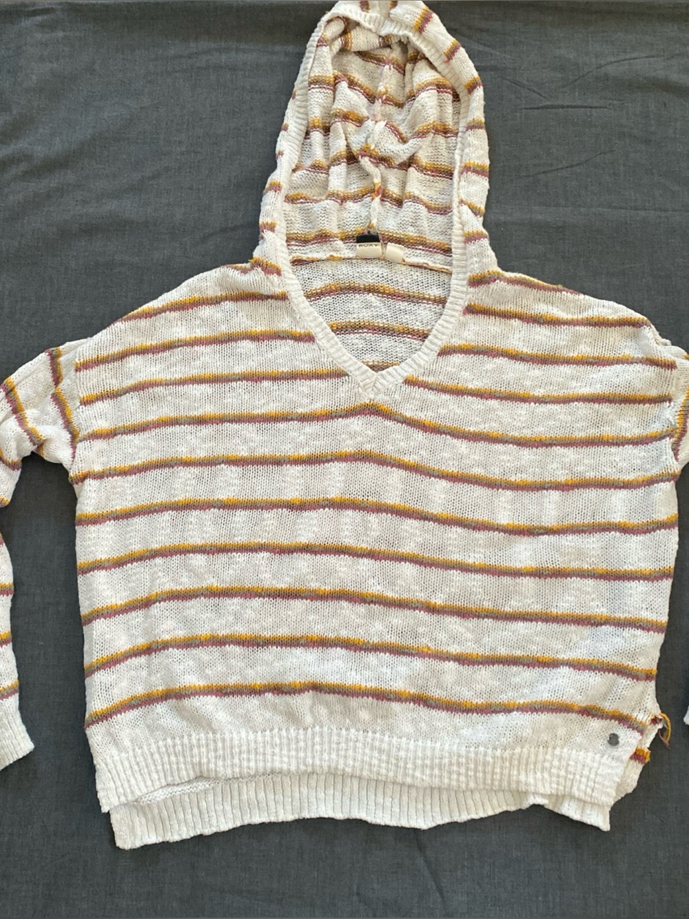 Roxy Lightweight Striped Hoodie 100%cotton size XL beach ocean surf